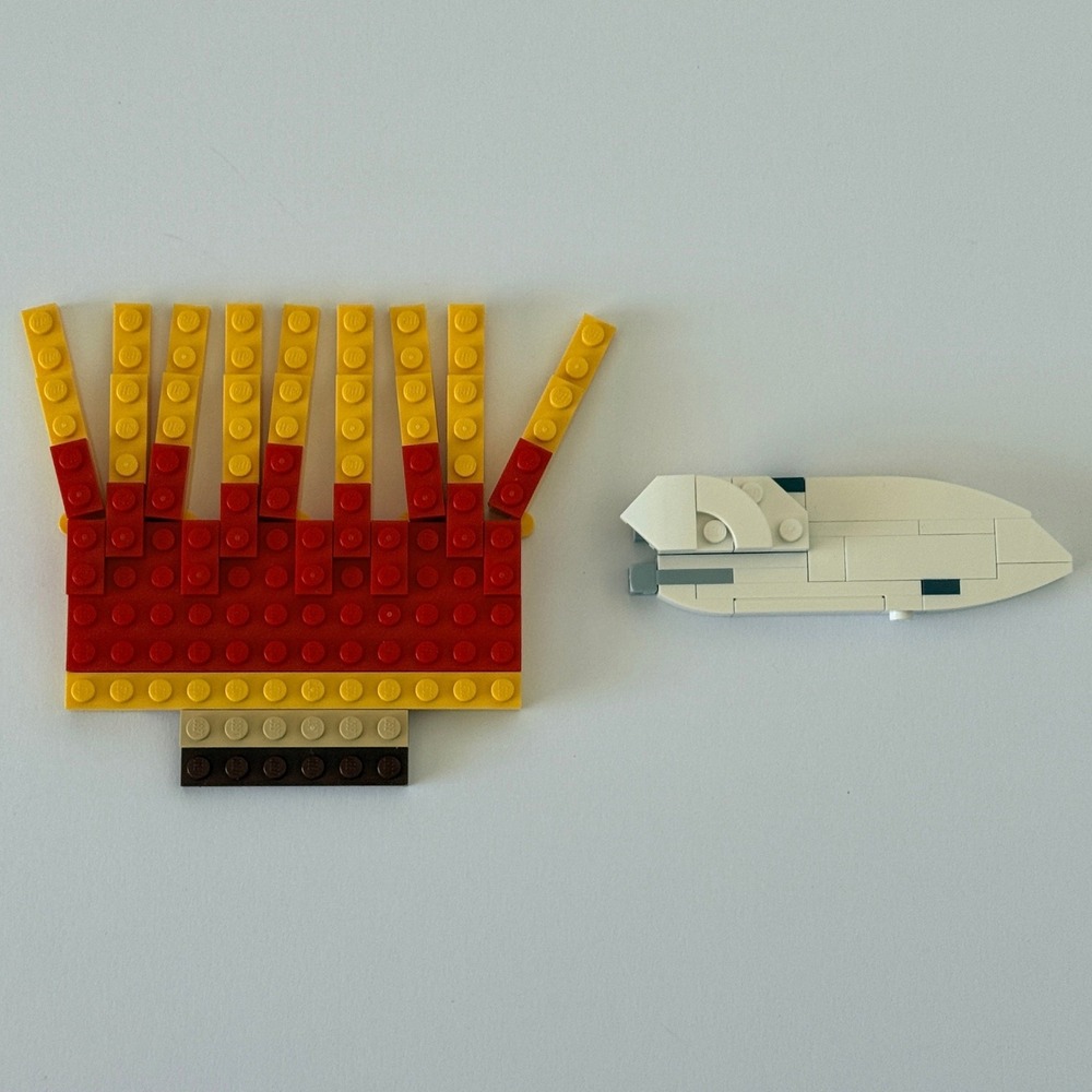 Custom Building Block Crown & Micro Spaceship Build Red Yellow White Toy Lot